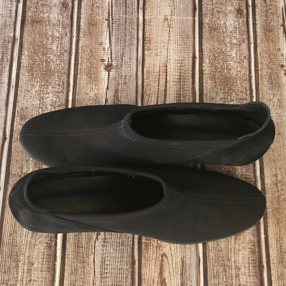 Sz 38 / 7 Arche Cyneth Black Nubuck /Stretch Low‎ Wedge Slip-On Shoes VGUC